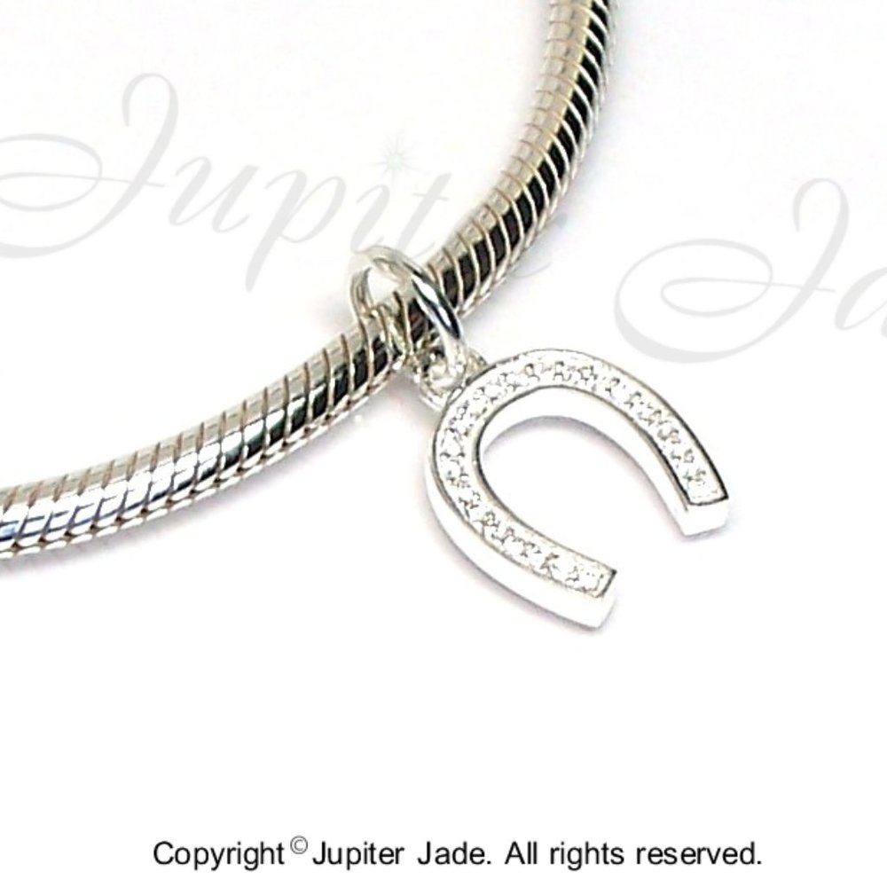 925 Sterling Silver Lucky Horseshoe Charm - Pandora Style - Picture 2 of 2